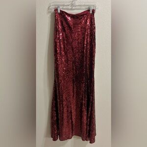 Maniju Red Sequin Maxi Skirt Size S Glamorous Old Hollywood Night Out Valentines